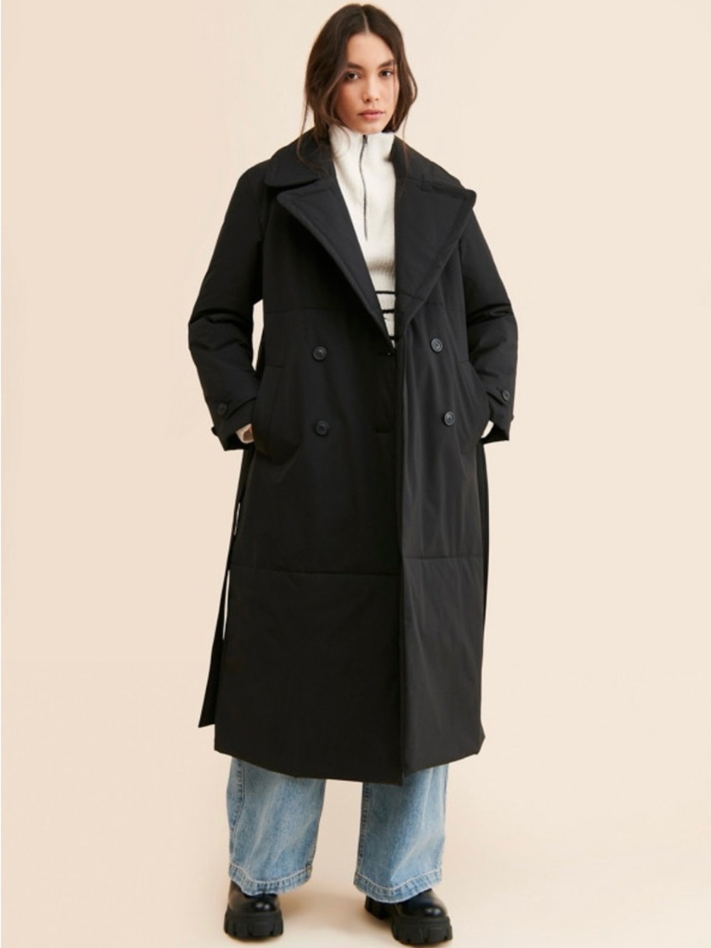 We The Free/Free People City Slicker Trench Coat Size L EUC